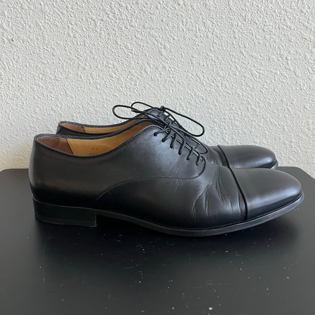 Giorgio Armani Men's Black Lace-Up Leather Dress Shoes Size 10.5